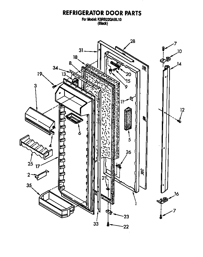 KitchenAid KSRB22QABL10 refrigerator door diagram