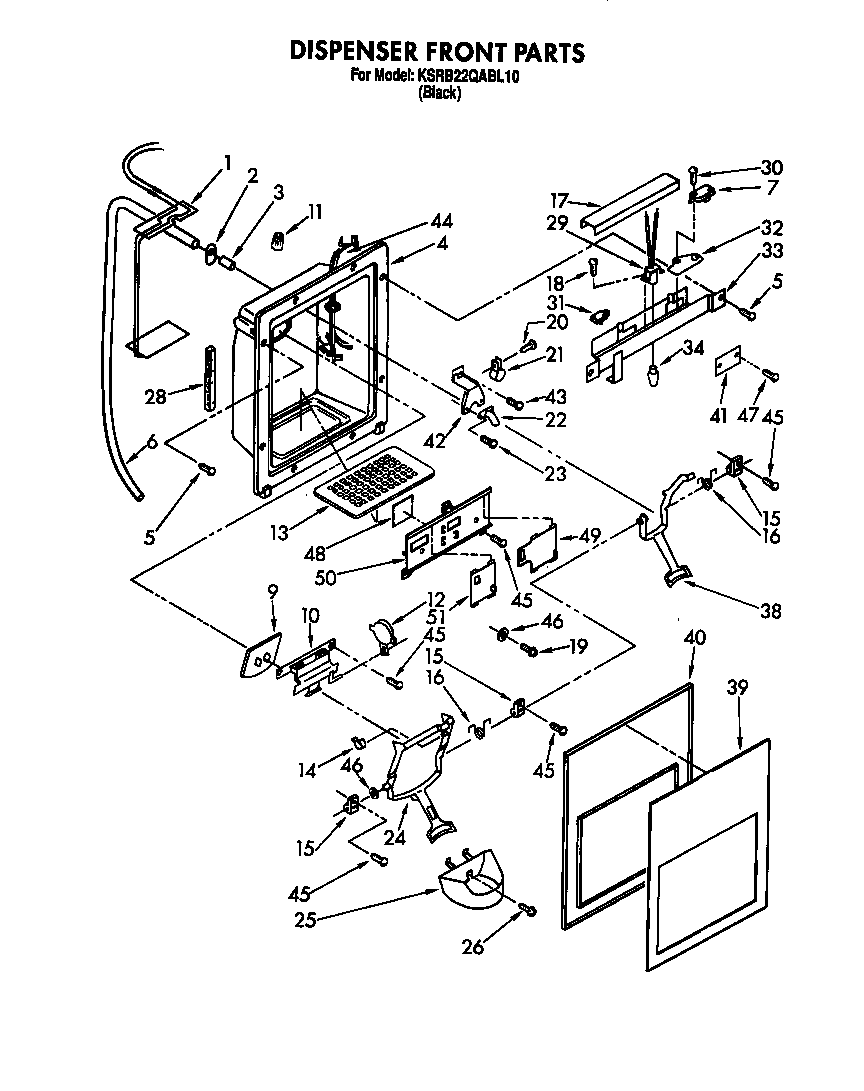 KitchenAid KSRB22QABL10 dispenser front diagram