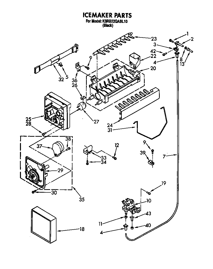 KitchenAid KSRB22QABL10 icemaker diagram