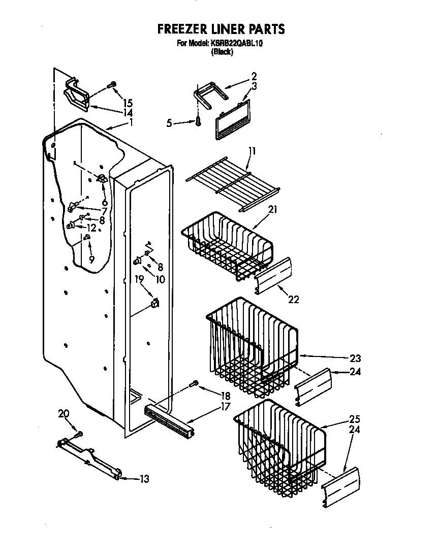 KitchenAid KSRB22QABL10 freezer liner diagram