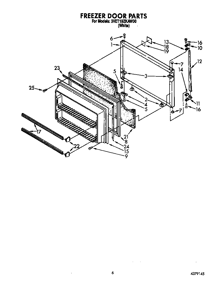 Whirlpool 3VET19ZKAW00 freezer door diagram