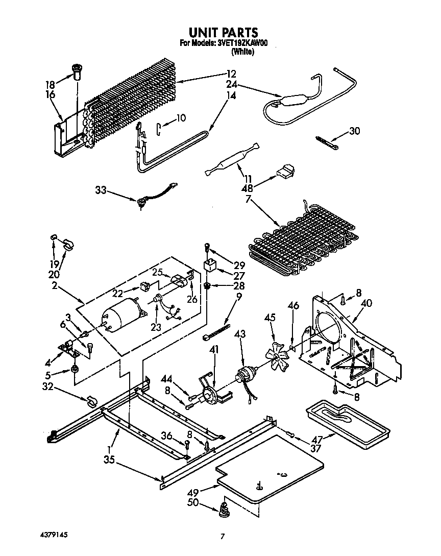 Whirlpool 3VET19ZKAW00 unit diagram