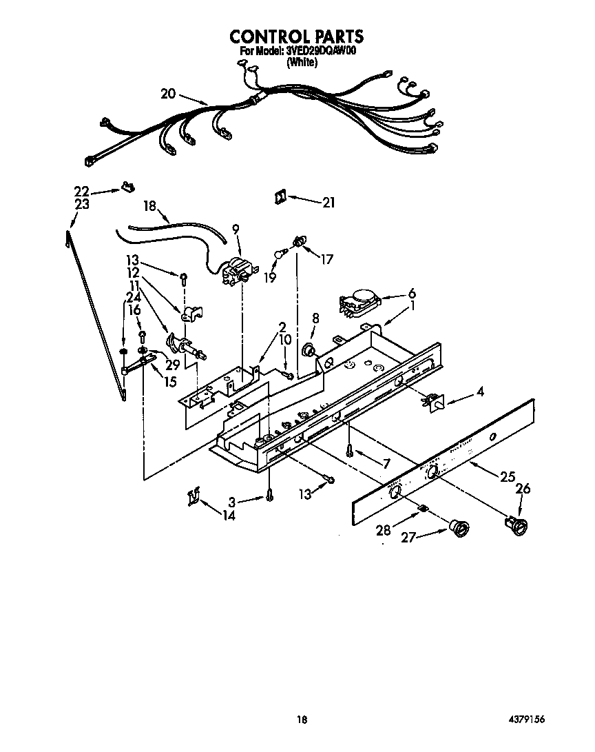 Whirlpool 3VED29DQAW00 control diagram