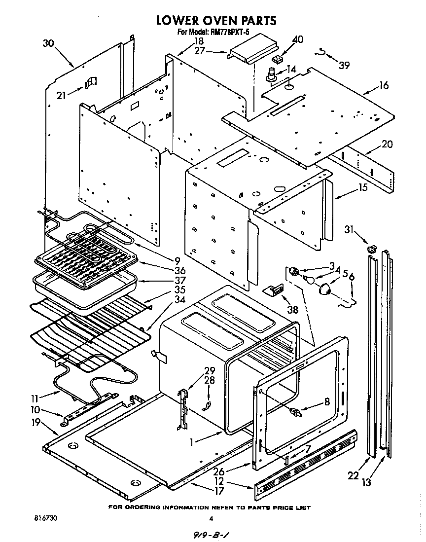 Whirlpool RM778PXT5 lower oven diagram