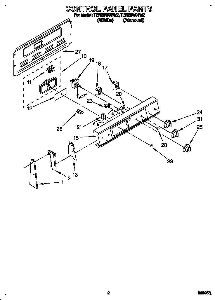 Whirlpool TER20W0YW2 control panel diagram