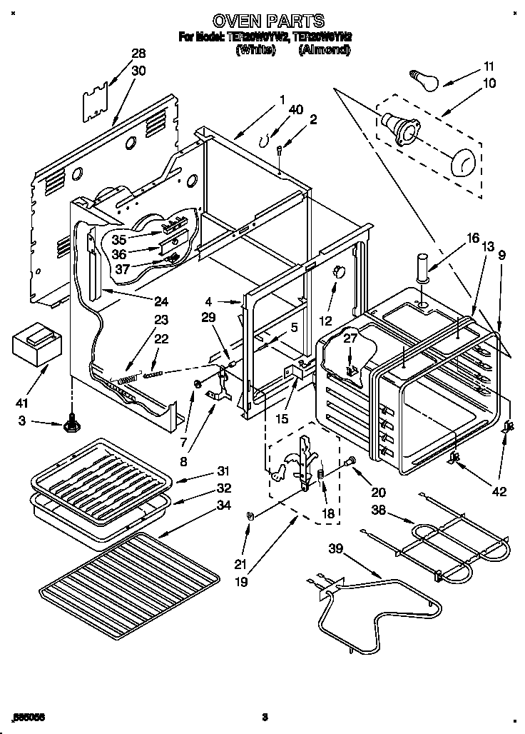 Whirlpool TER20W0YW2 oven diagram