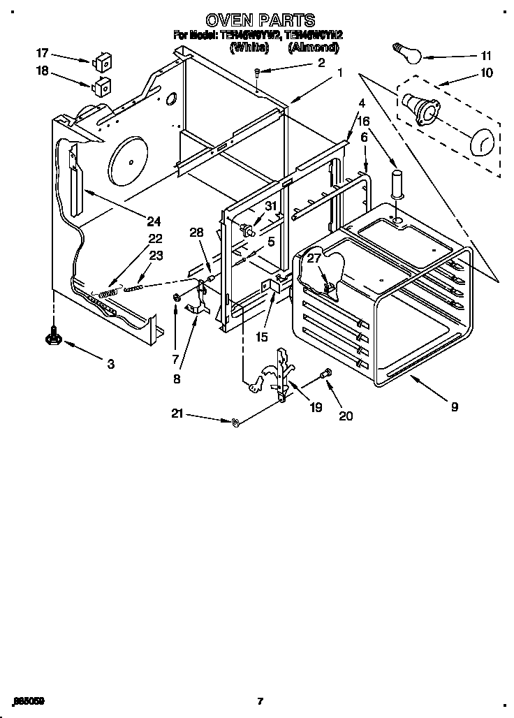 Whirlpool TER46W0YW2 oven diagram