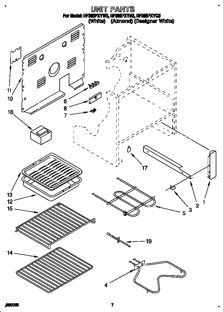 Whirlpool RF385PXYW3 unit diagram