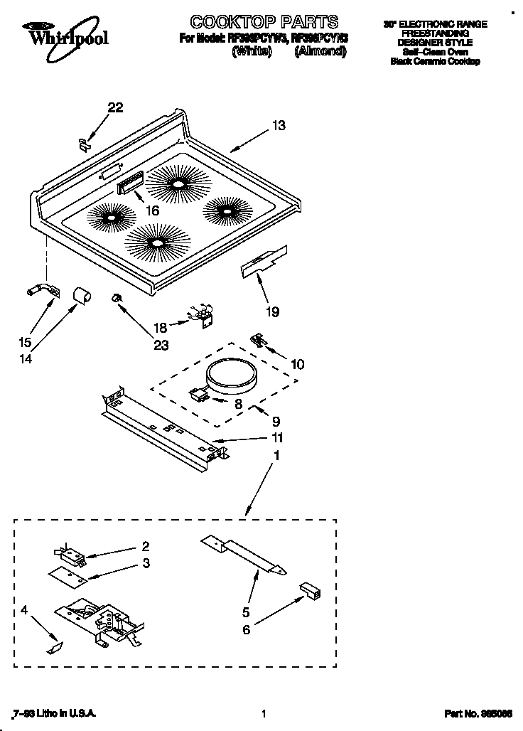 Whirlpool RF396PCYW3 cooktop diagram