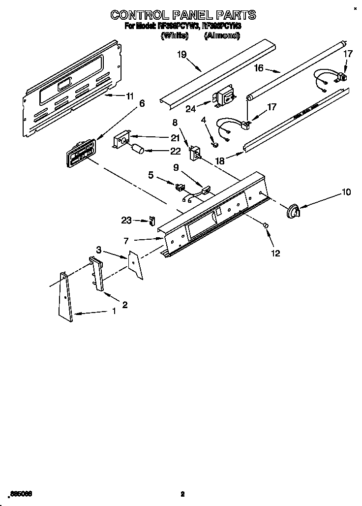 Whirlpool RF396PCYW3 control panel diagram