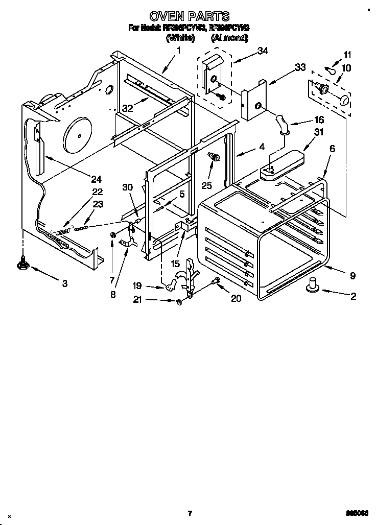 Whirlpool RF396PCYW3 oven diagram