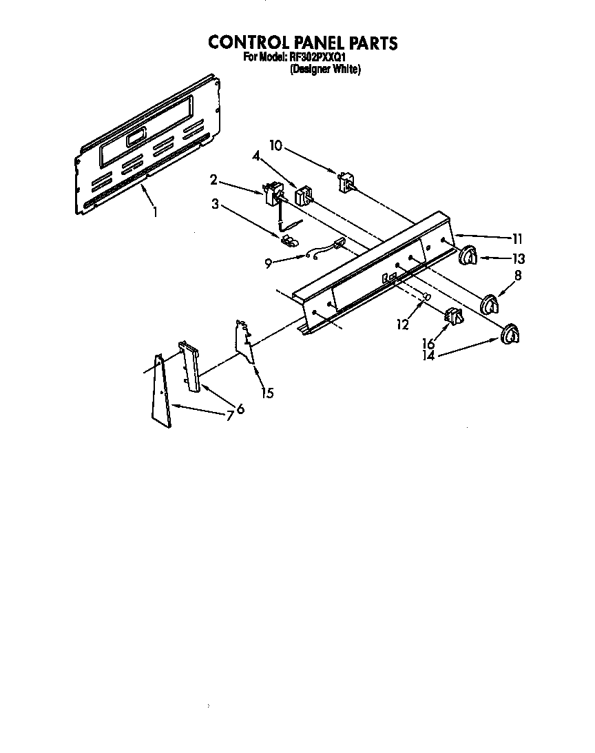 Whirlpool RF302PXXQ1 control panel diagram