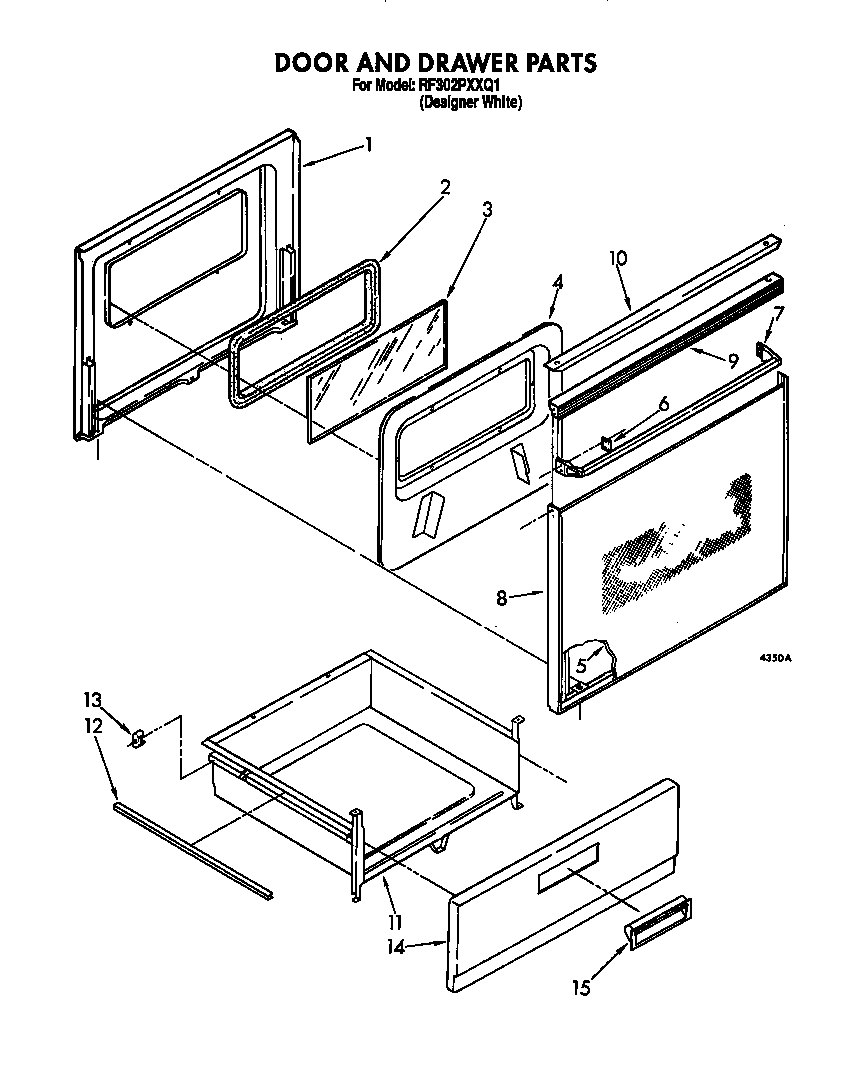 Whirlpool RF302PXXQ1 door and drawer diagram