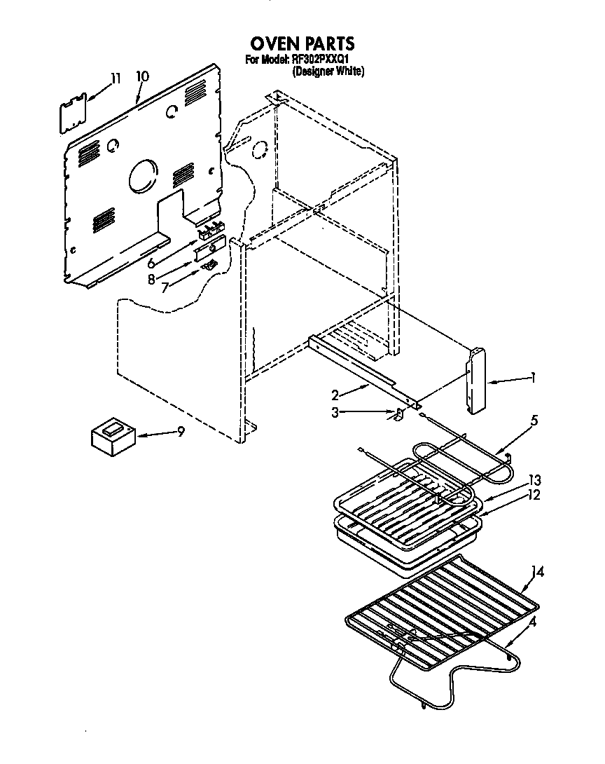 Whirlpool RF302PXXQ1 oven diagram