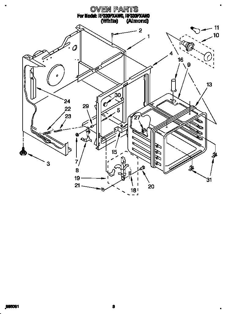 Whirlpool RF330PXAW0 oven diagram