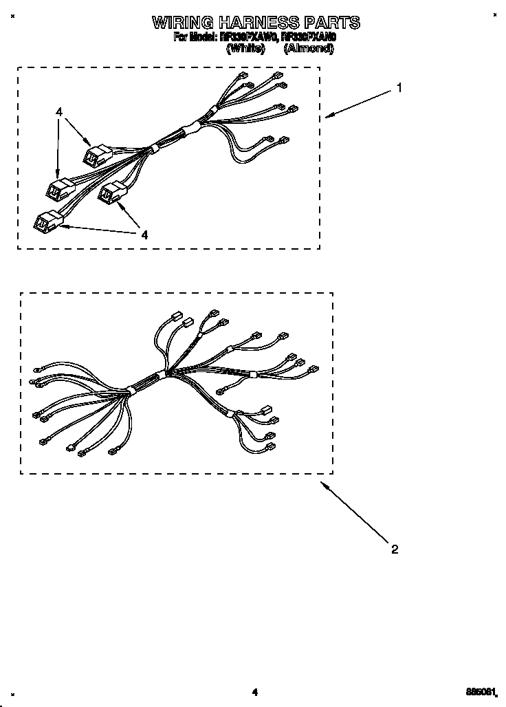 Whirlpool RF330PXAW0 wiring harness diagram