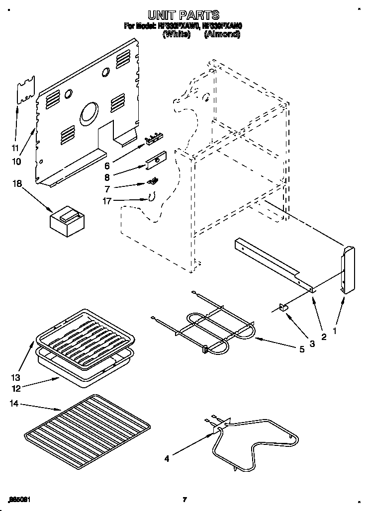 Whirlpool RF330PXAW0 unit diagram