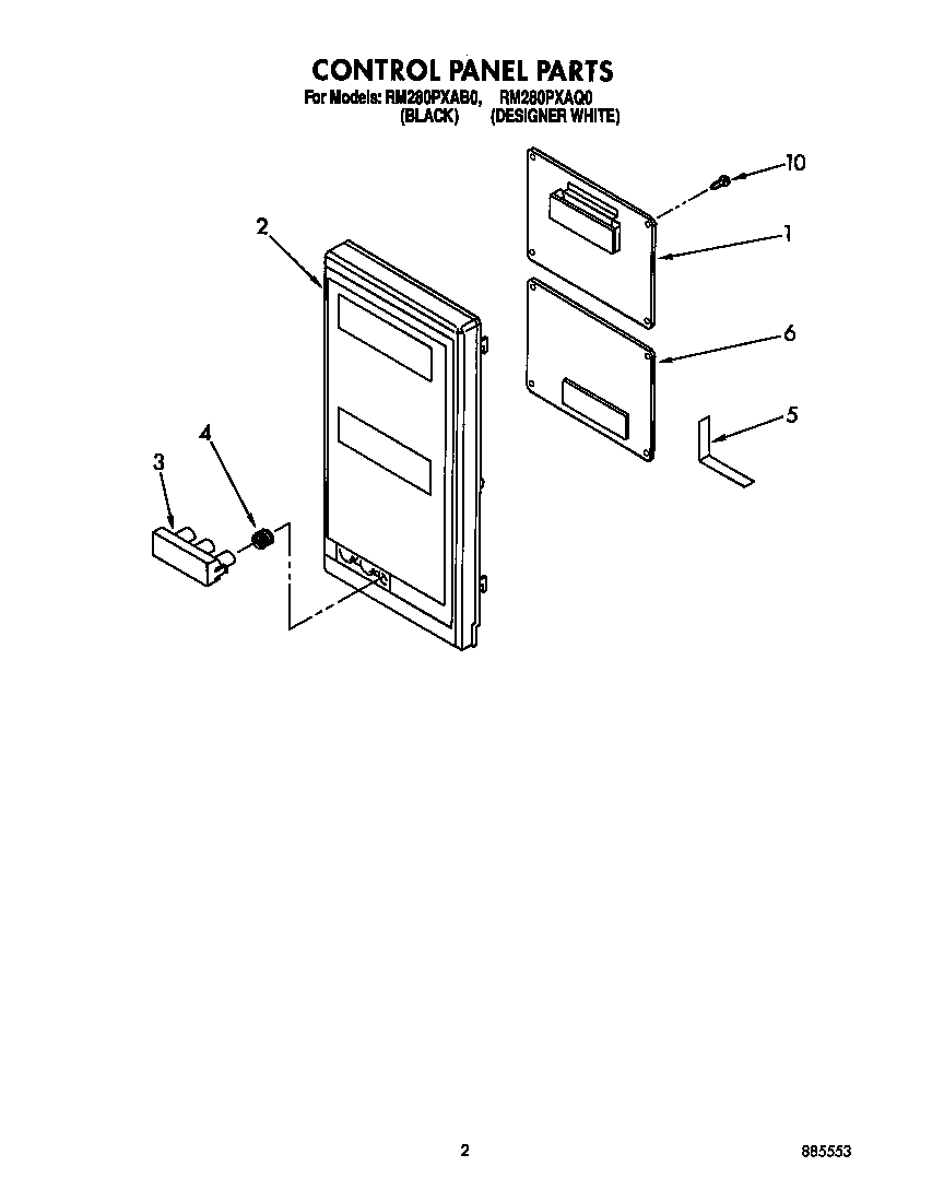 Whirlpool RM280PXAB0 control panel diagram
