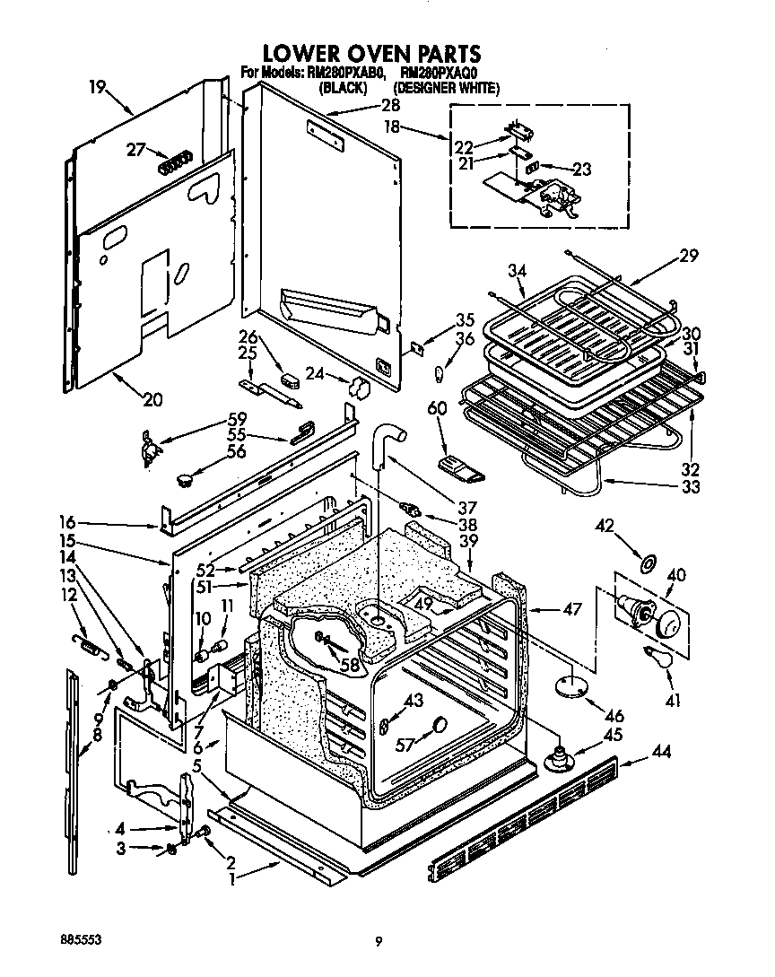 Whirlpool RM280PXAB0 lower oven diagram
