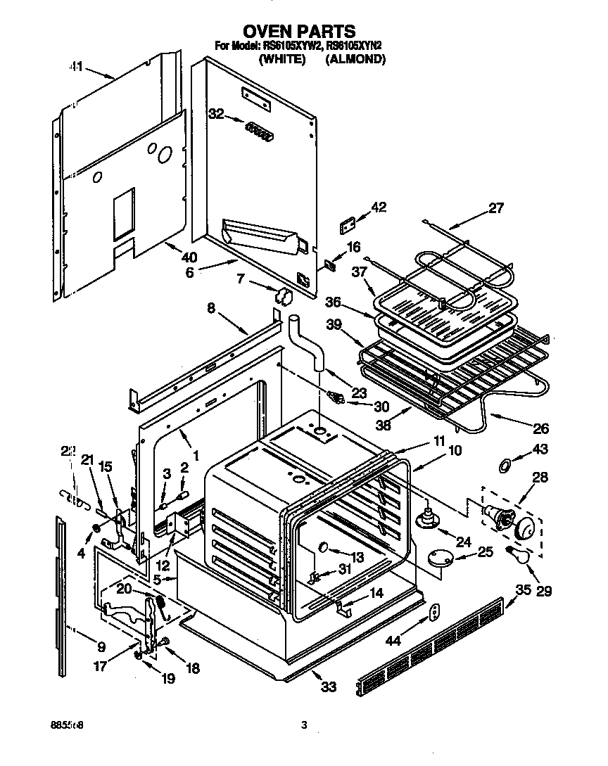 Whirlpool RS6105XYW2 oven diagram