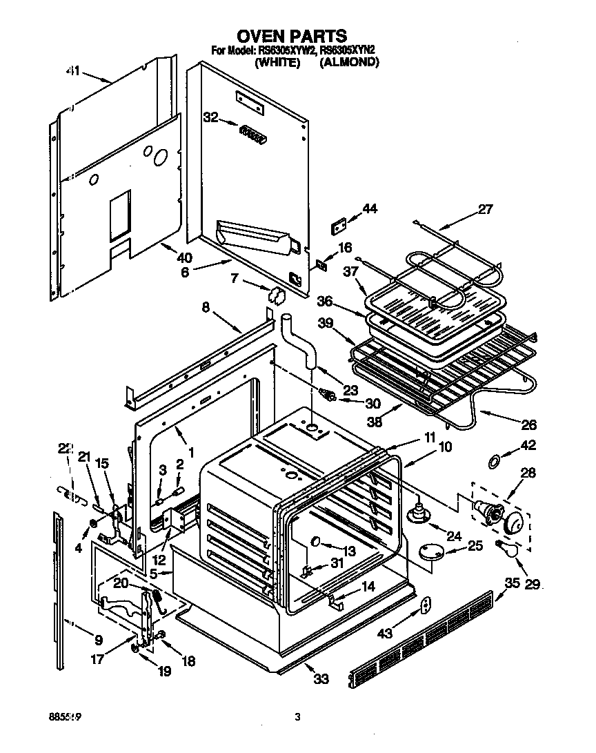 Whirlpool RS6305XYW2 oven diagram