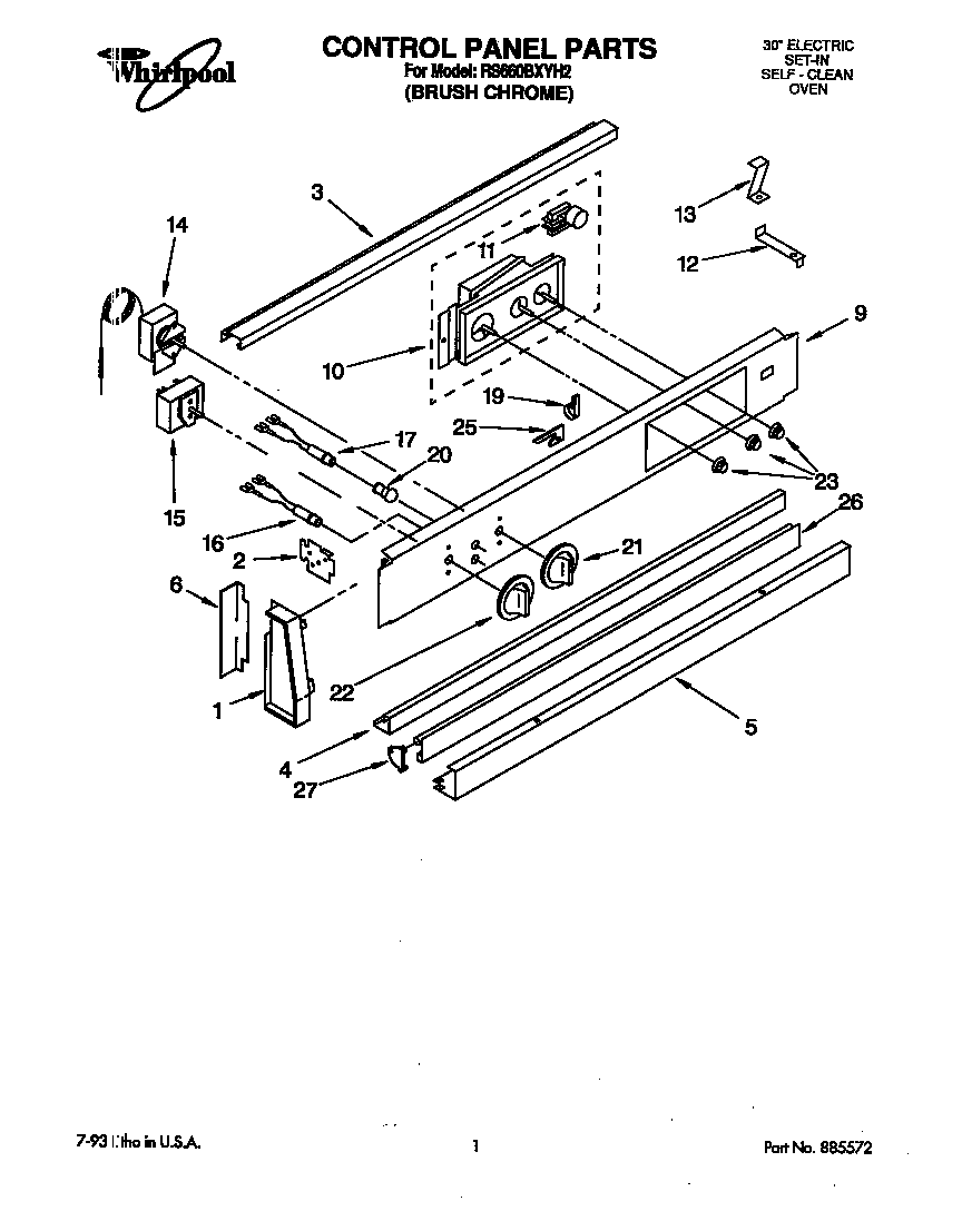 Whirlpool RS660BXYH2 control panel diagram