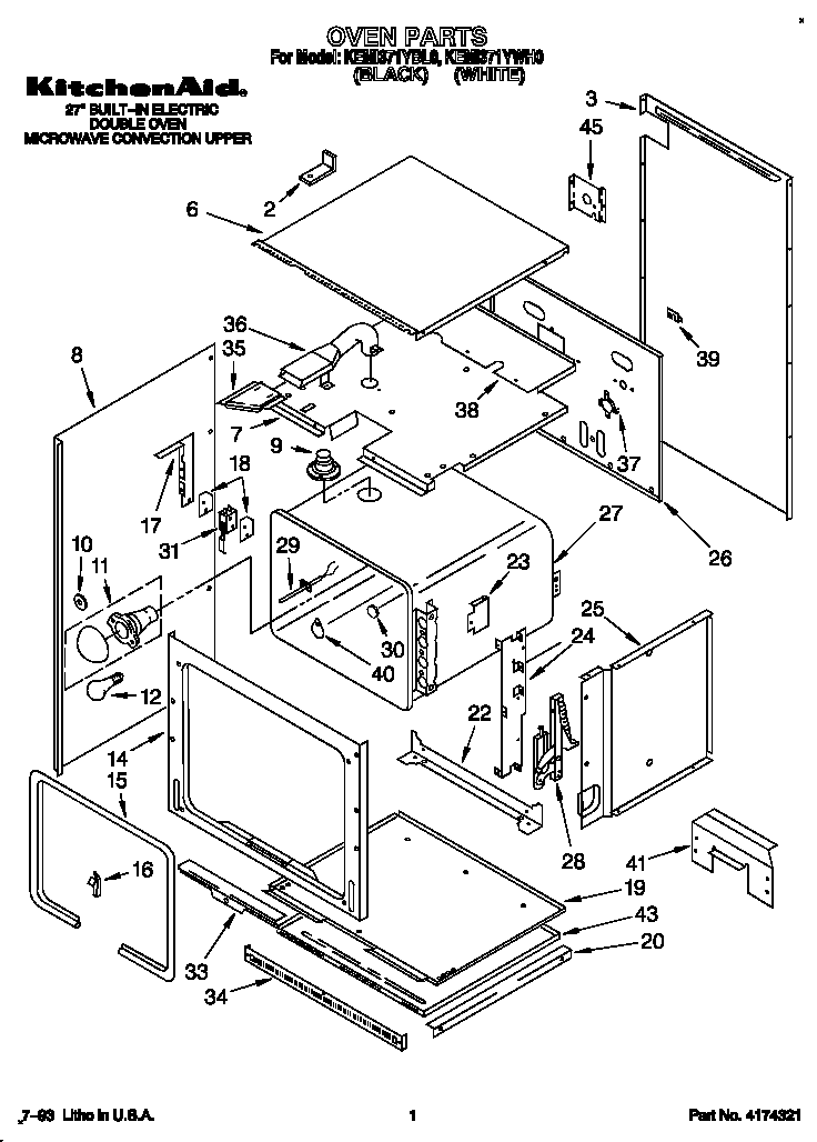 KitchenAid KEMI371YWH0 oven diagram