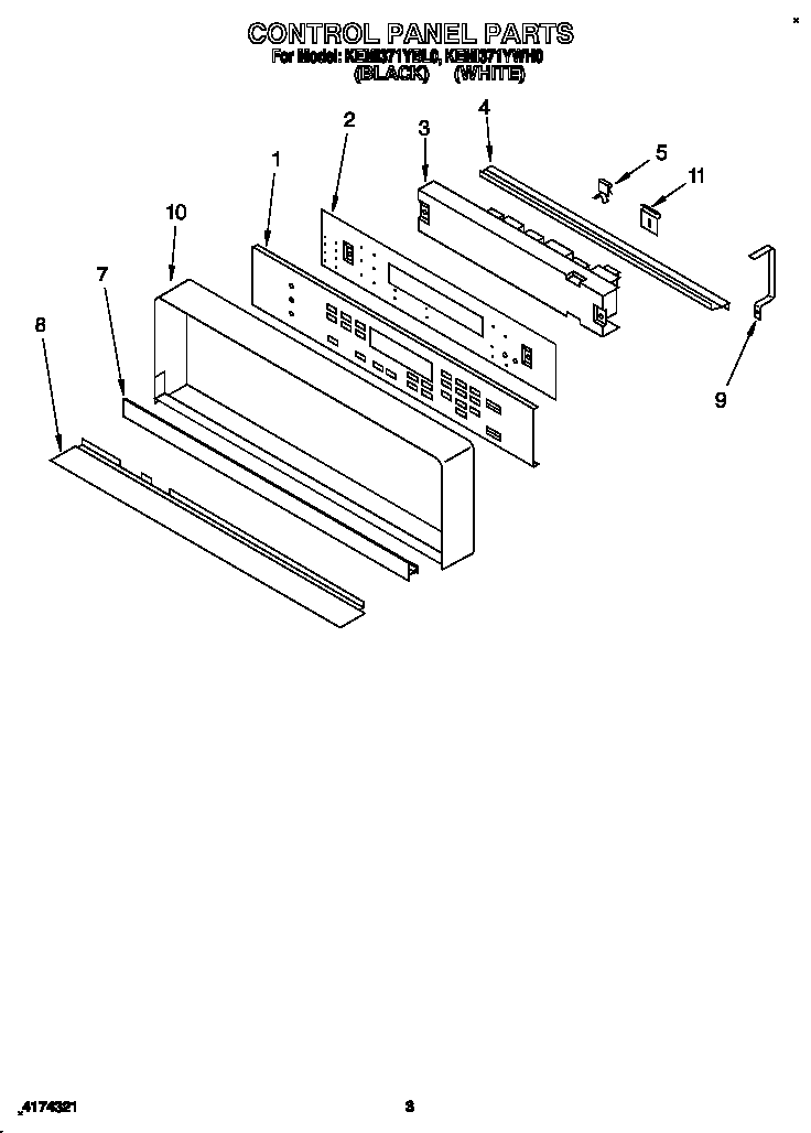 KitchenAid KEMI371YWH0 control panel diagram