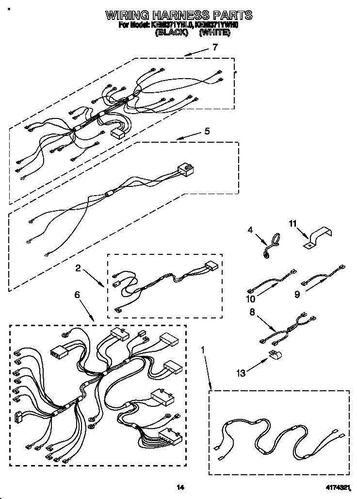 KitchenAid KEMI371YWH0 wiring harness diagram