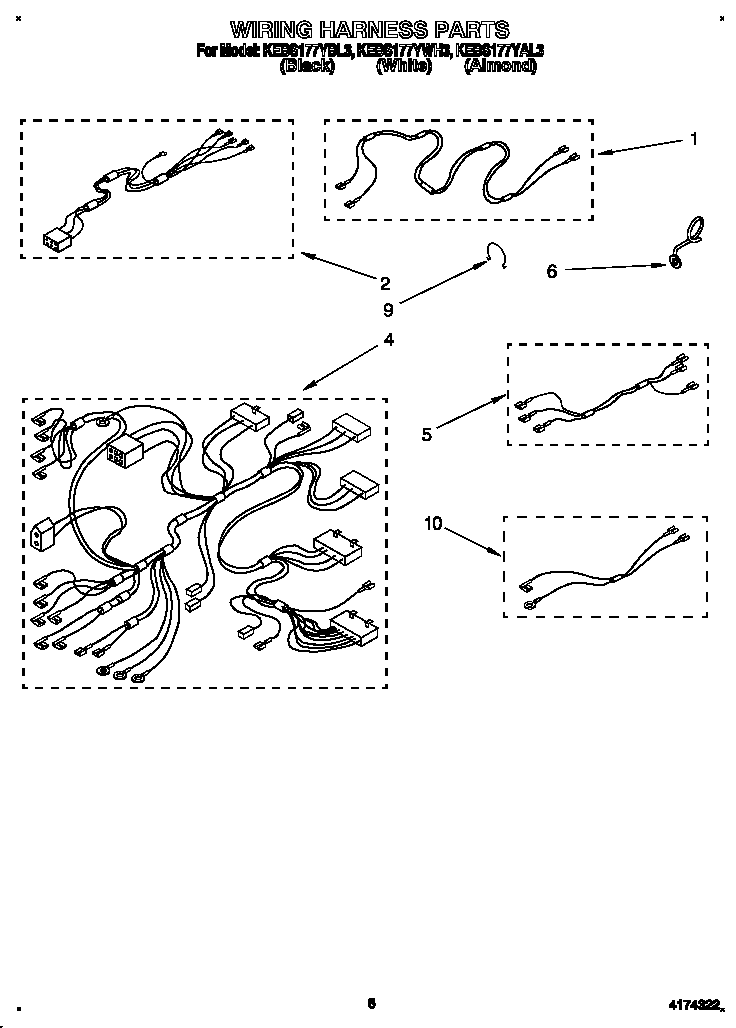 KitchenAid KEBS177YWH3 wiring harness diagram