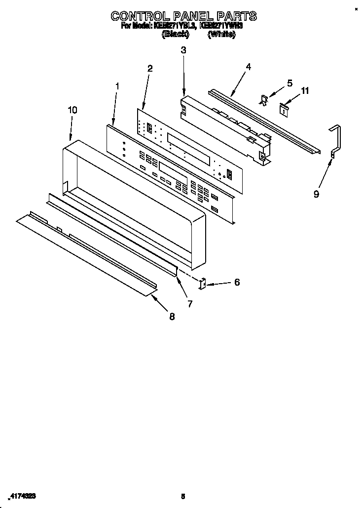 KitchenAid KEBI271YWH3 control panel diagram