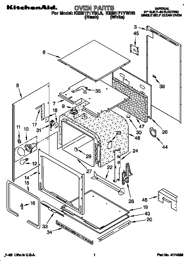 KitchenAid KEBI171YWH3 oven diagram