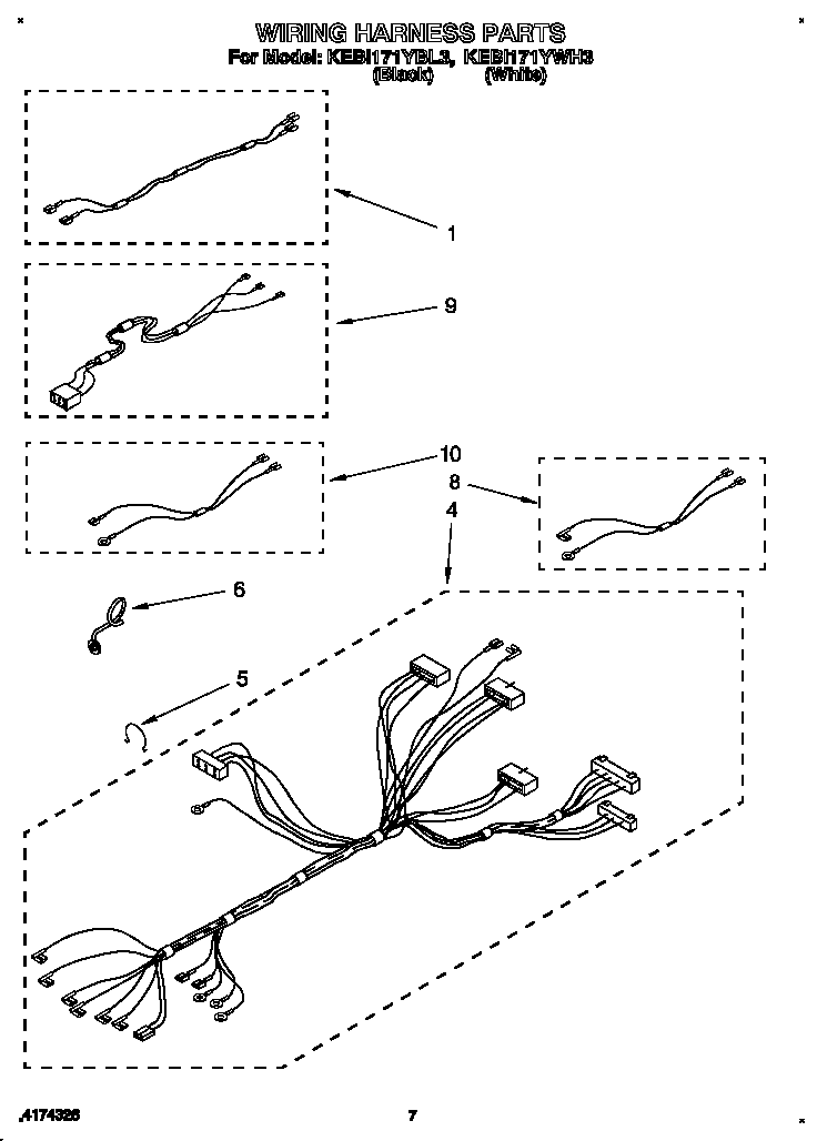 KitchenAid KEBI171YWH3 wiring harness diagram