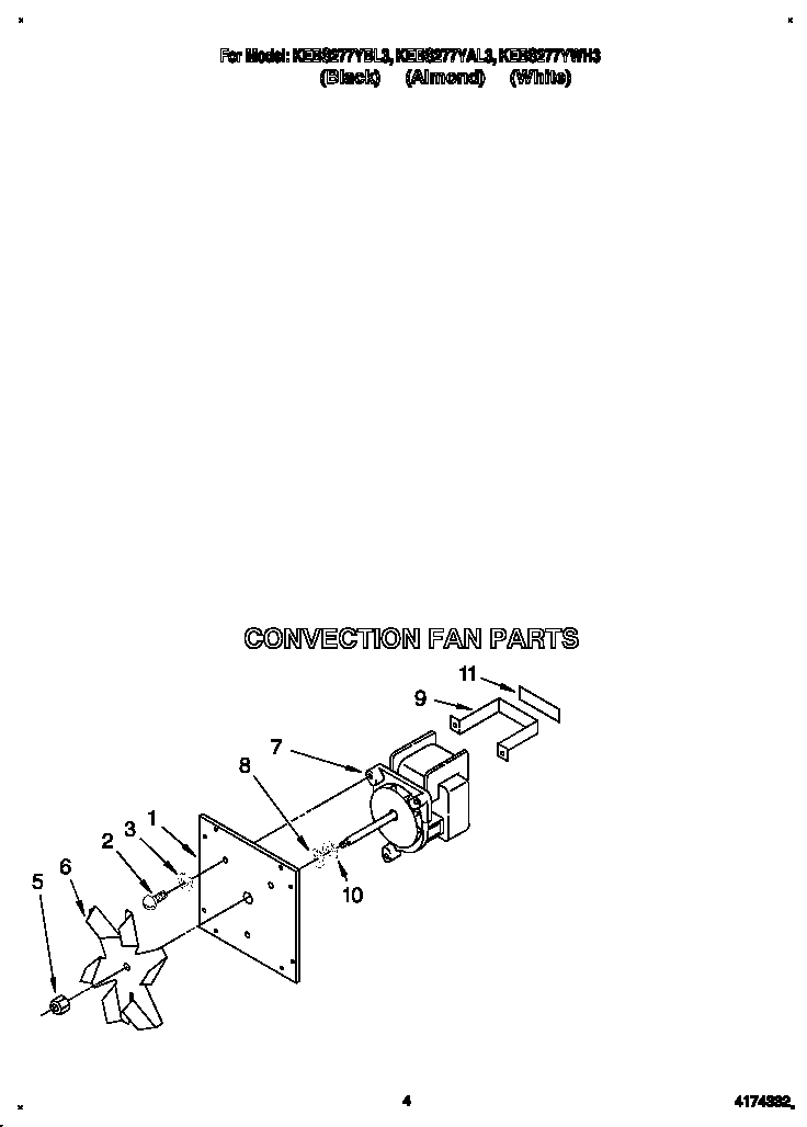 KitchenAid KEBS277YWH3 convection fan diagram