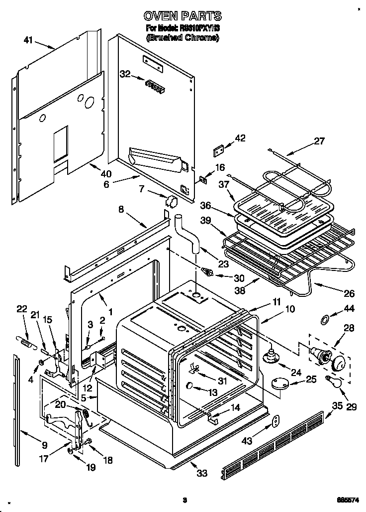 Whirlpool RS610PXYH3 oven diagram