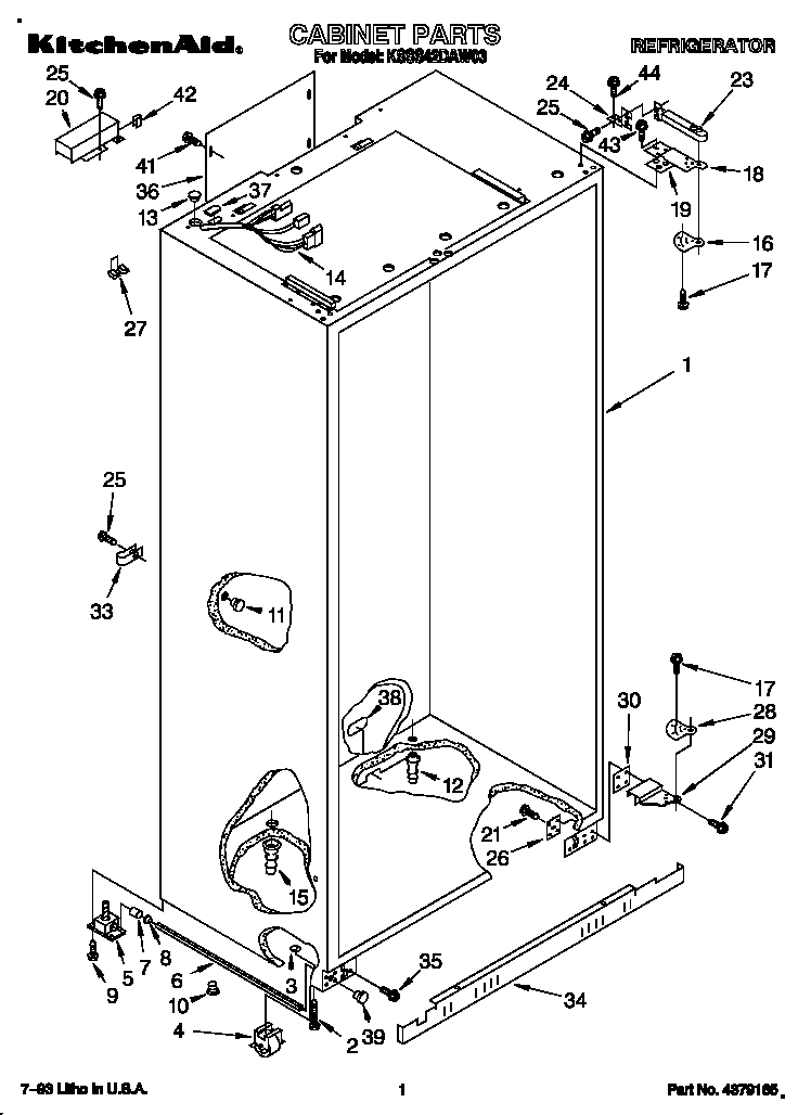 KitchenAid KSSS42DAW03 cabinet diagram
