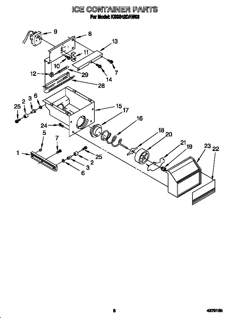 KitchenAid KSSS42DAW03 ice container diagram