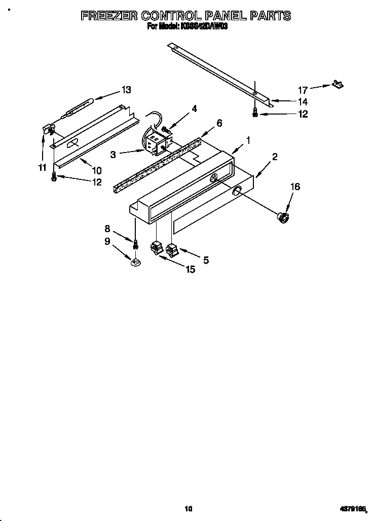 KitchenAid KSSS42DAW03 freezer control panel diagram