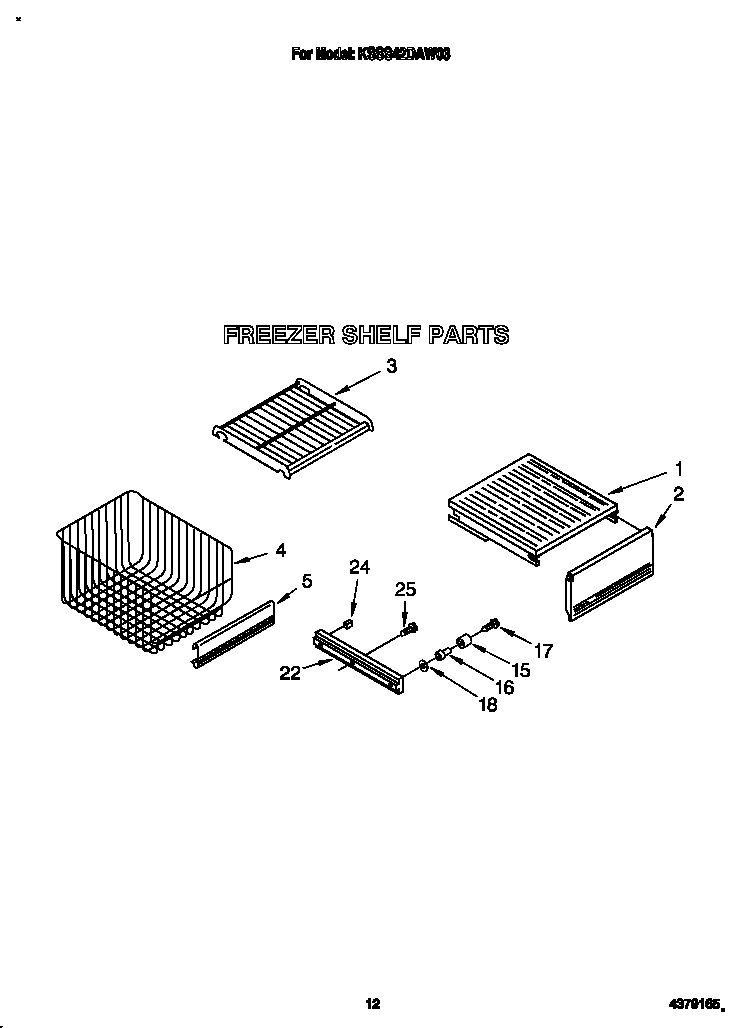 KitchenAid KSSS42DAW03 freezer shelf diagram