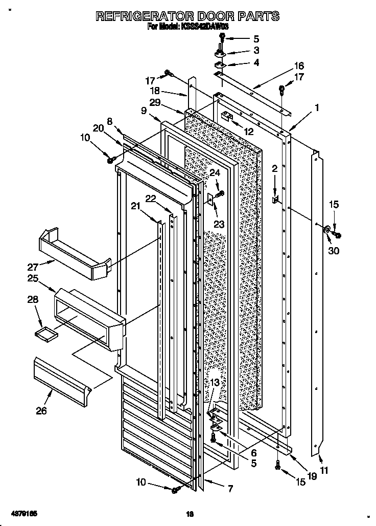 KitchenAid KSSS42DAW03 refrigerator door diagram