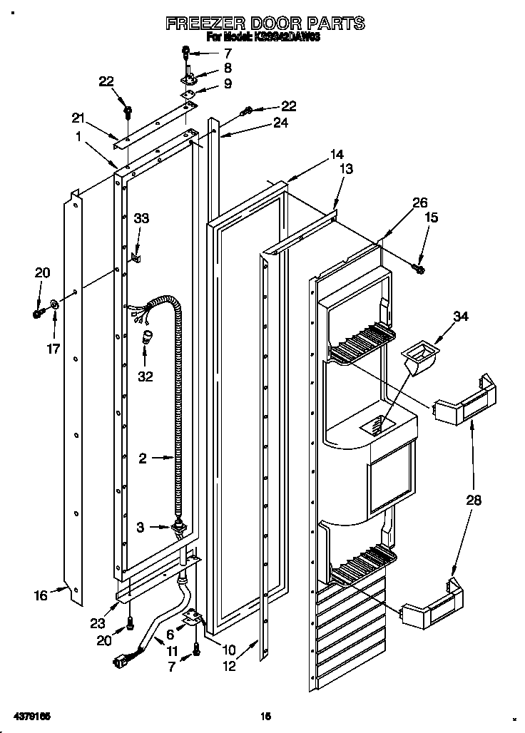 KitchenAid KSSS42DAW03 freezer door diagram