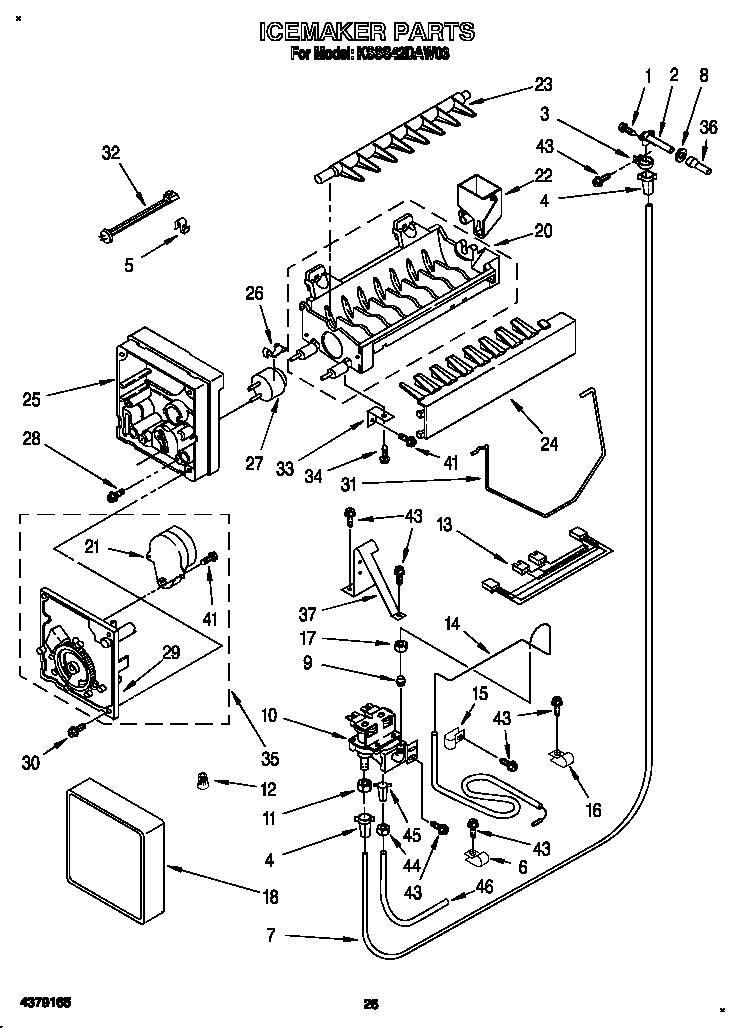 KitchenAid KSSS42DAW03 icemaker diagram