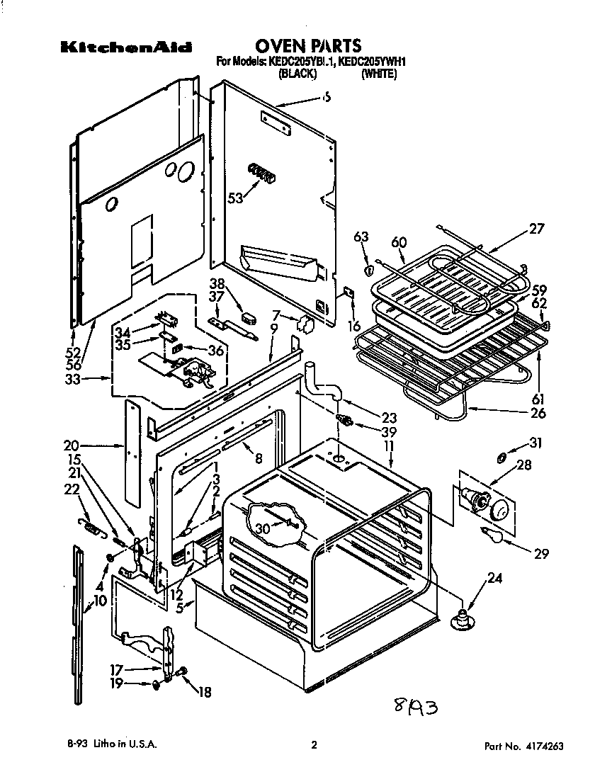 KitchenAid KEDC205YWH1 oven diagram