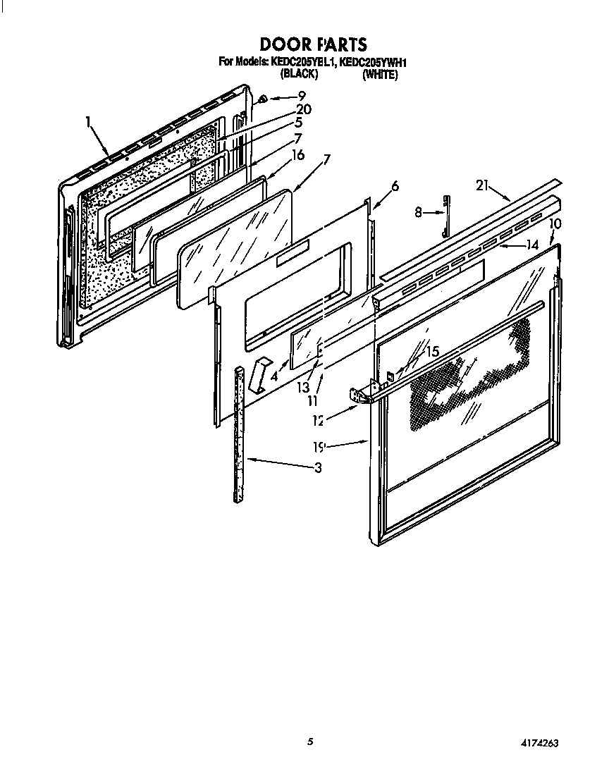 KitchenAid KEDC205YWH1 door diagram