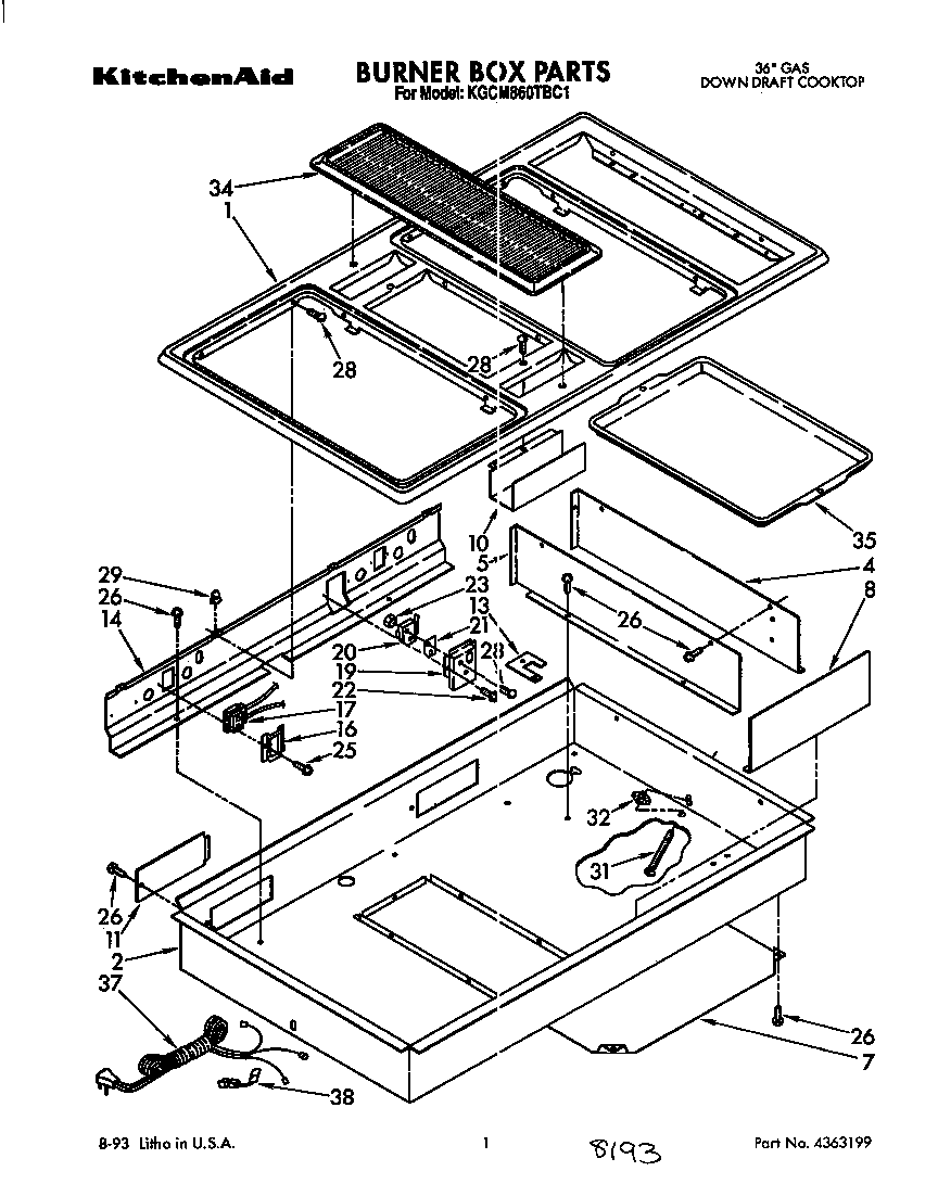 KitchenAid KGCM860TBC1 burner box diagram