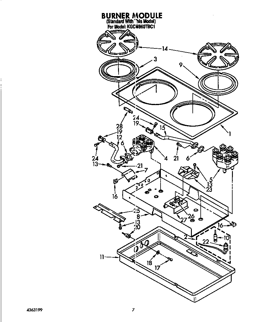 KitchenAid KGCM860TBC1 burner module diagram
