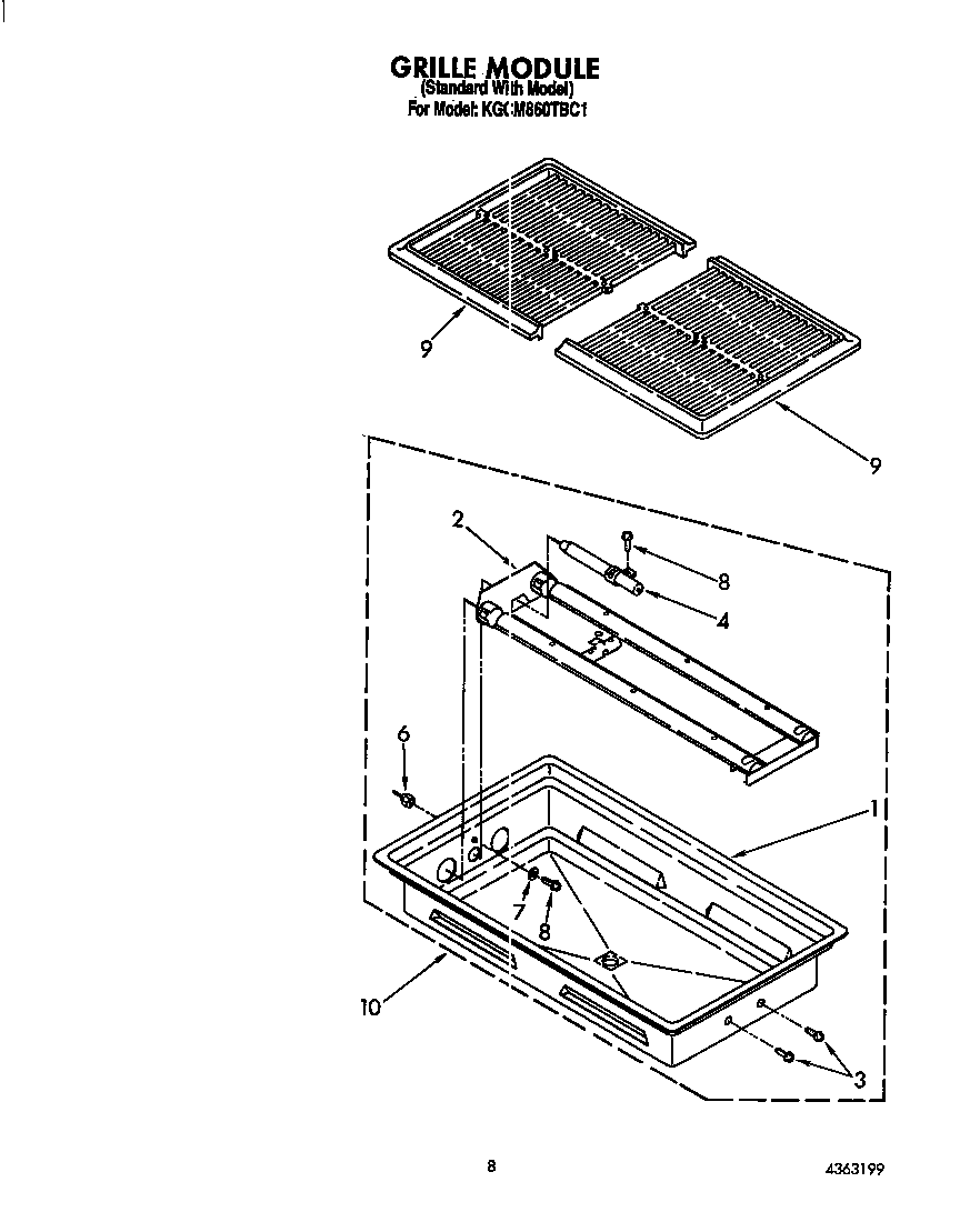 KitchenAid KGCM860TBC1 grille module diagram