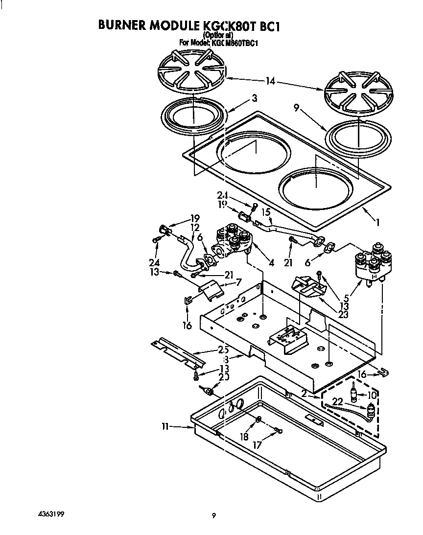 KitchenAid KGCM860TBC1 optional burner module diagram