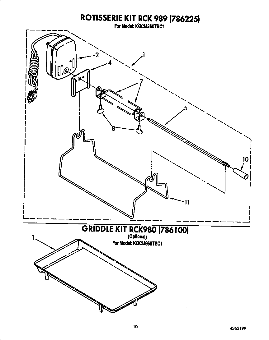 KitchenAid KGCM860TBC1 rotisserie kit diagram