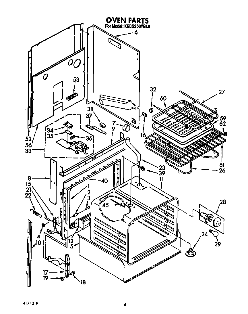 KitchenAid KEDS200YWH0 oven diagram